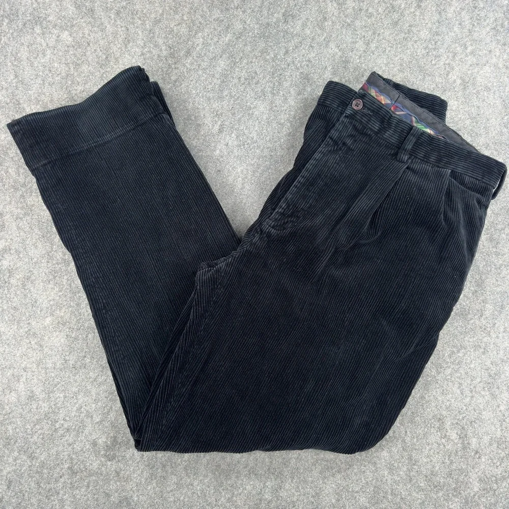 Polo Ralph Lauren Pleated Corduroy Pants Mens 34x30 (Tag 36x30) Black